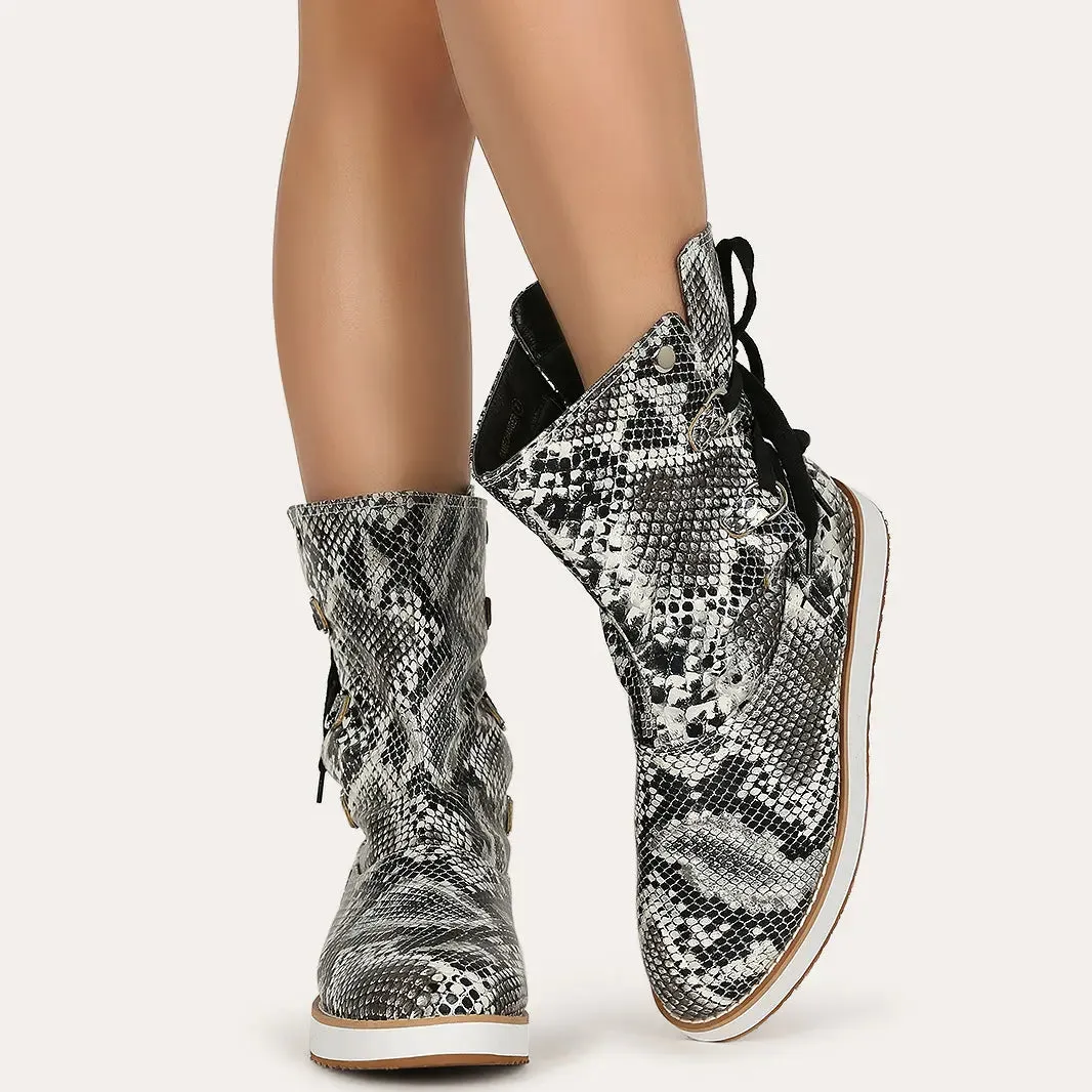2021 Women Casual Fur Plush Lace Up Short Boots