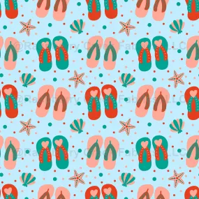 Beach Flip Flop Slippers on Sky Blue