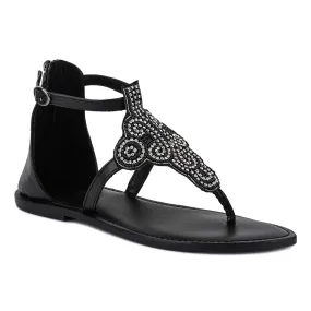 Beads And Rhinestones Flat Sandals
