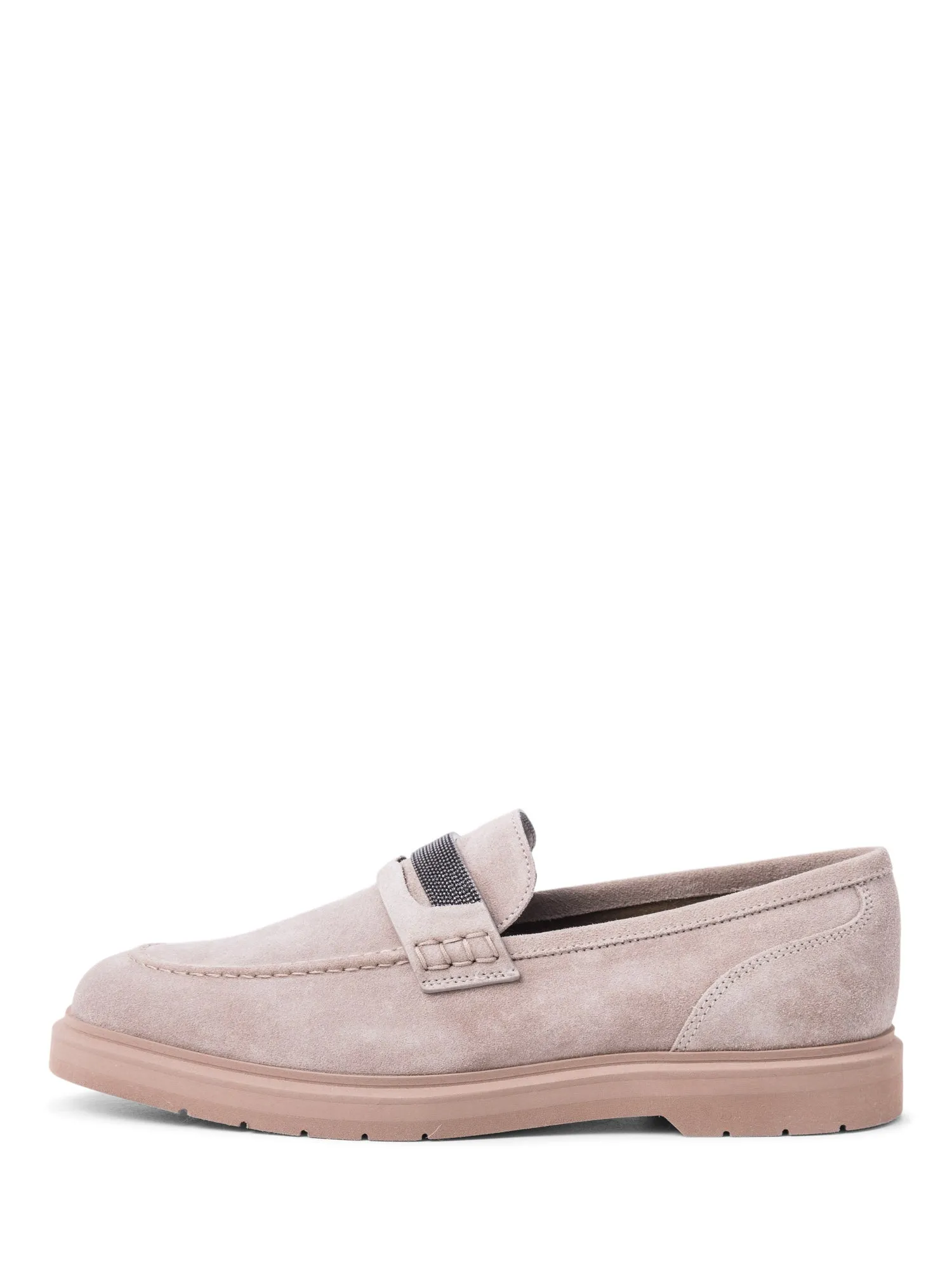 Brunello Cucinelli Monili Suede Loafer Taupe