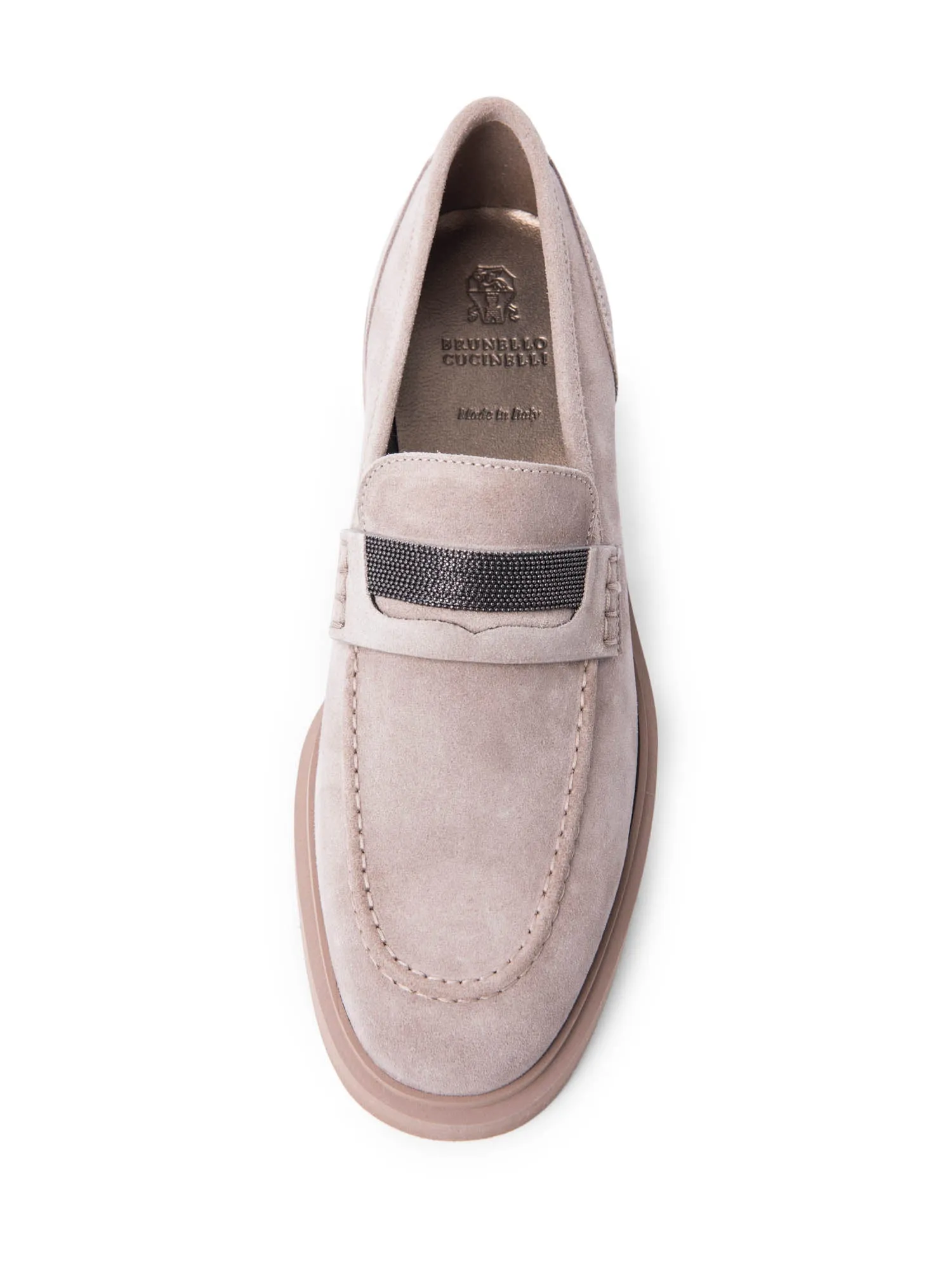 Brunello Cucinelli Monili Suede Loafer Taupe