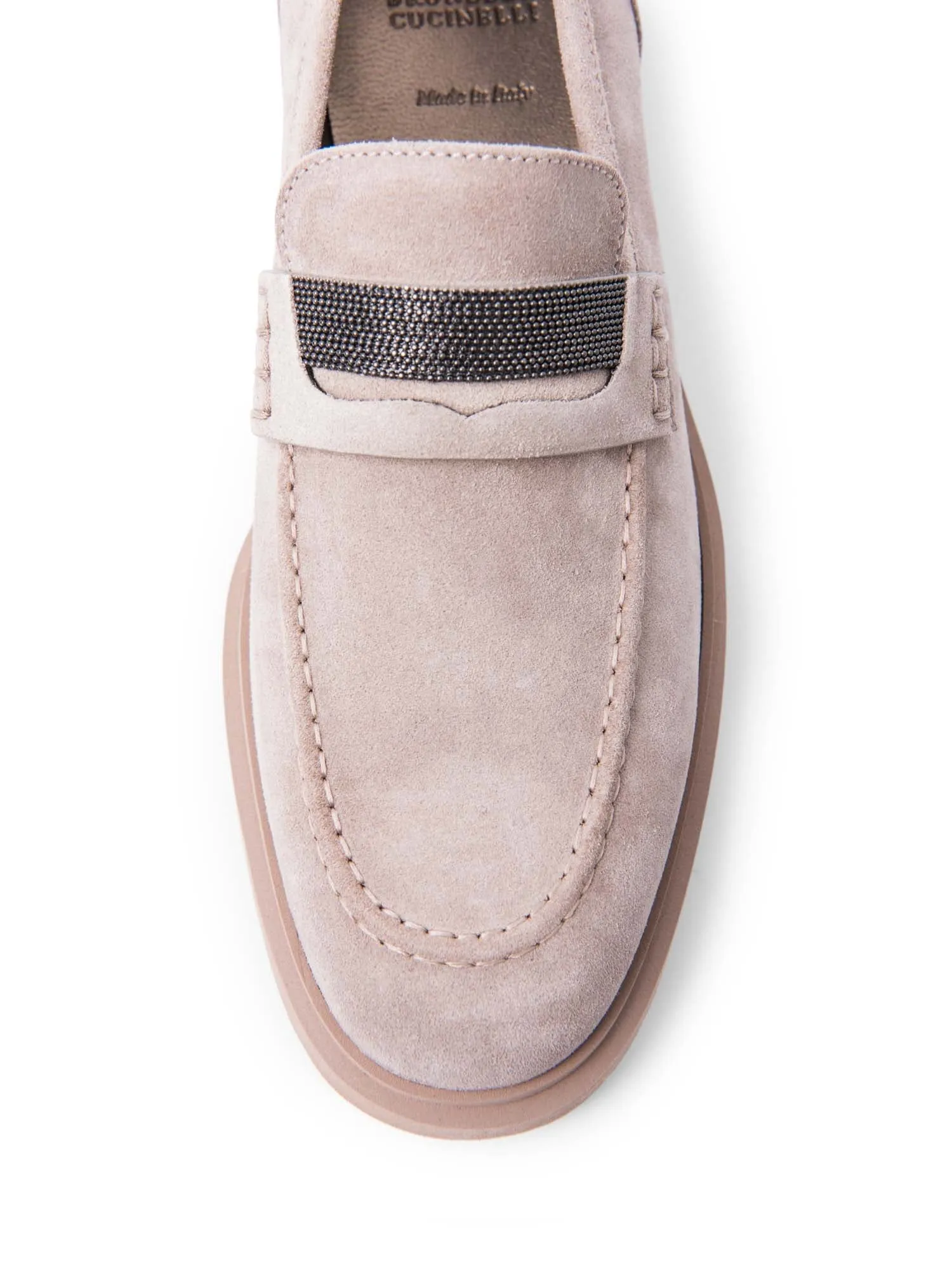 Brunello Cucinelli Monili Suede Loafer Taupe