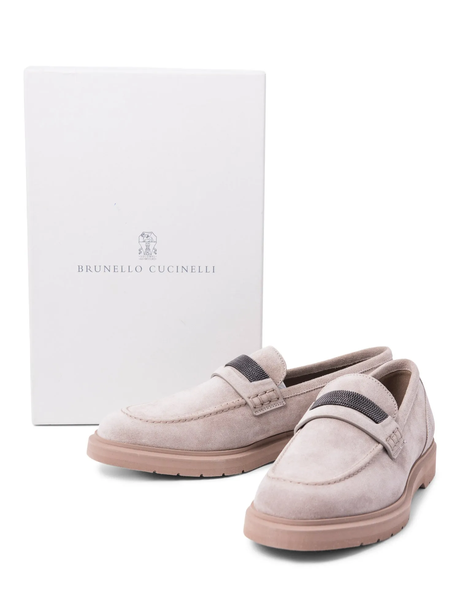 Brunello Cucinelli Monili Suede Loafer Taupe