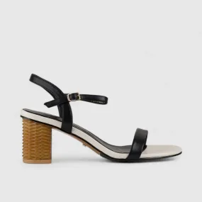 Bulbul Block Heel Sandal Black/Beige CAR5020