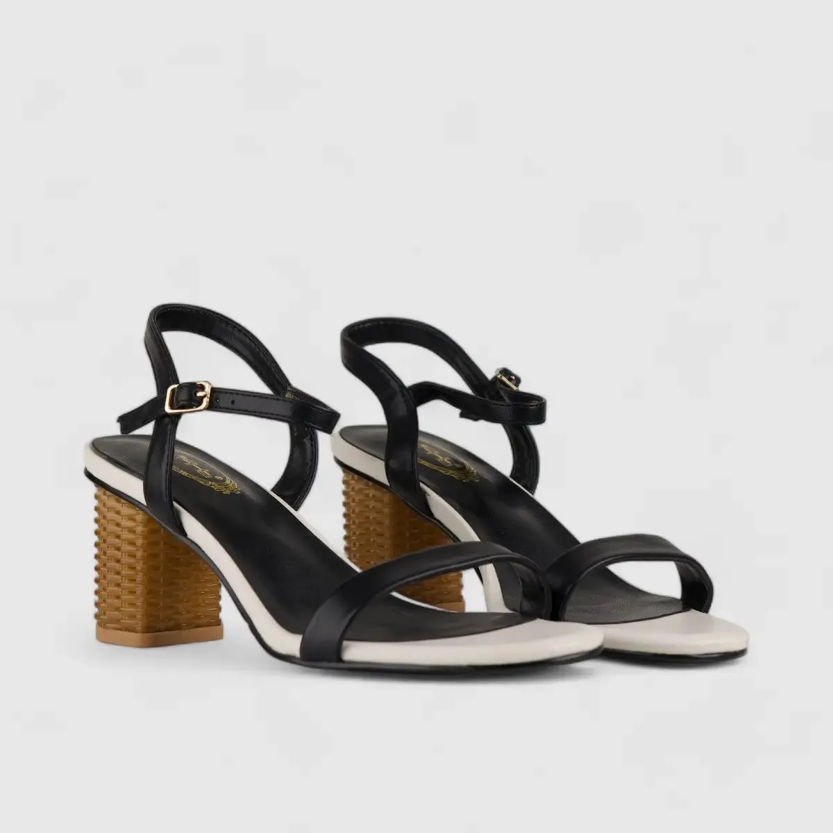 Bulbul Block Heel Sandal Black/Beige CAR5020