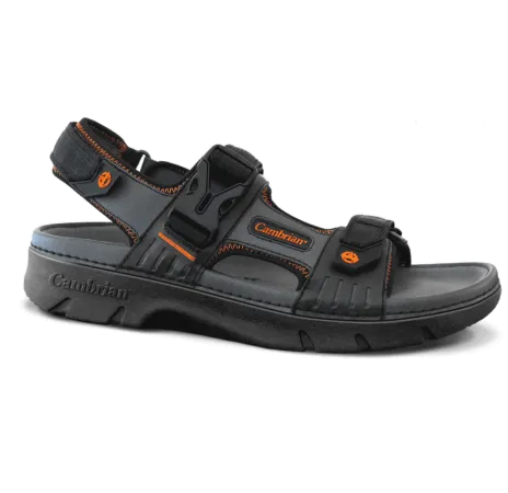 Cambrian Men's Mariner Walking Sandals- Black/ Orange