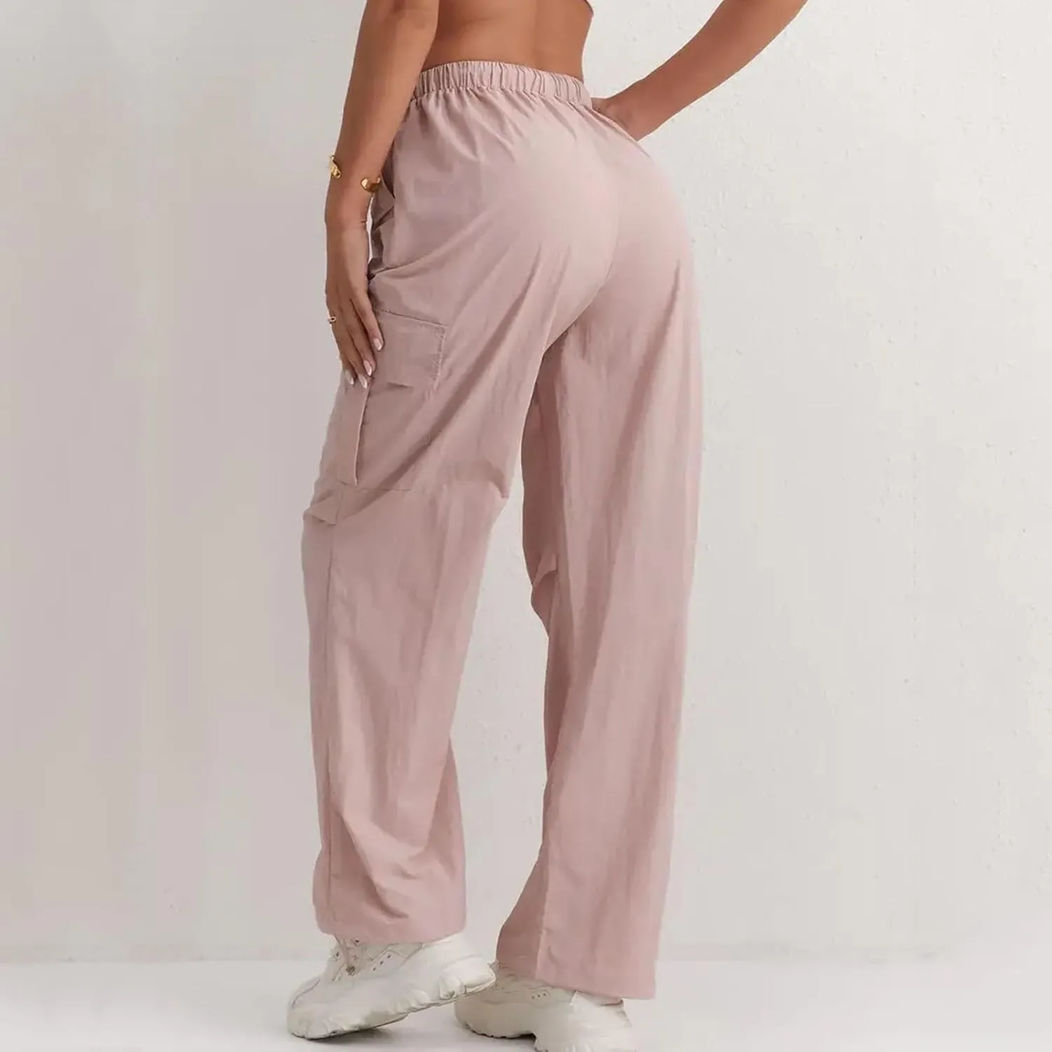Cargo Pants for Women Quick Drying High Waisted Hiking Pants Lightweight Relaxed fit Comfy Parachute Pant with Pockets