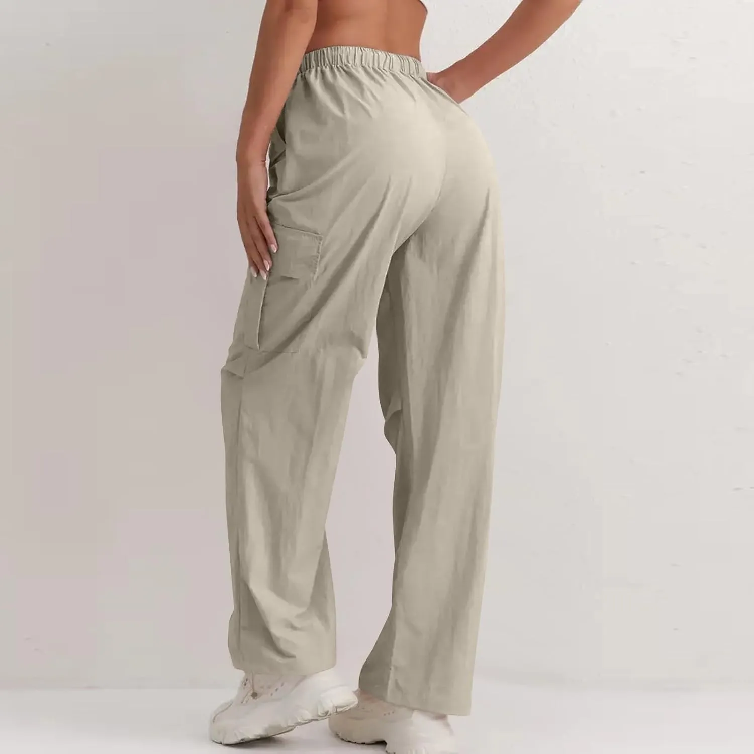 Cargo Pants for Women Quick Drying High Waisted Hiking Pants Lightweight Relaxed fit Comfy Parachute Pant with Pockets