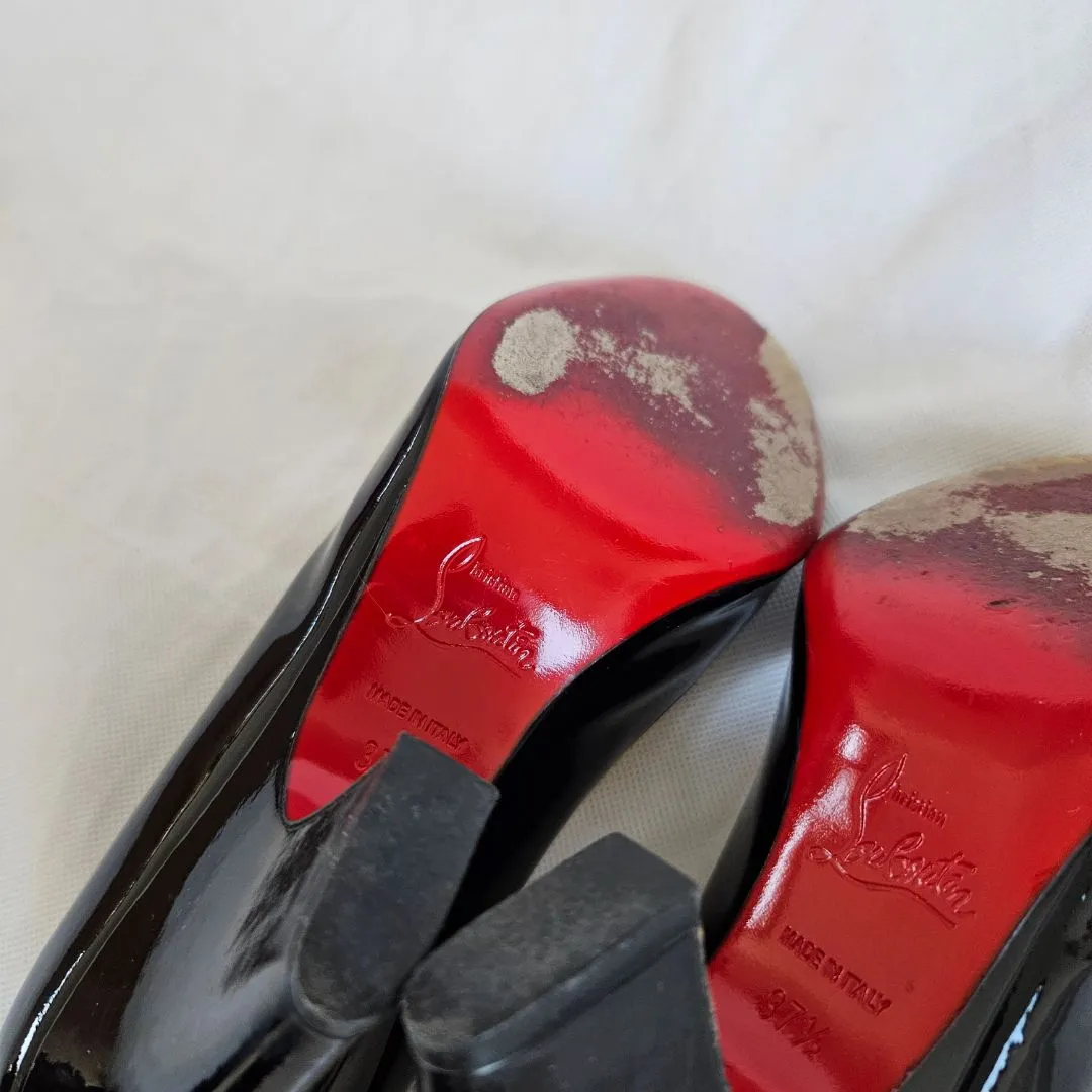 Christian Louboutin black patent block heel pumps, 37.5