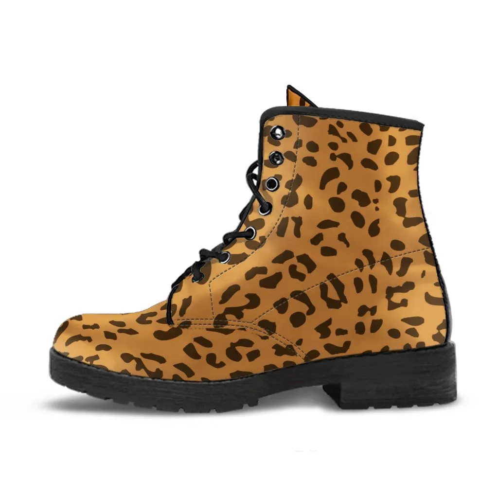 Combat Boots - Leopard Print | Boho Shoes, Handmade Lace Up Boots, Vegan Leather Lace Up Boots Women, 90s Boots, 2000s Boots, Hipster Boots