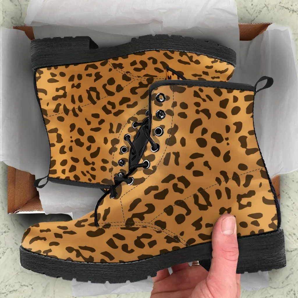 Combat Boots - Leopard Print | Boho Shoes, Handmade Lace Up Boots, Vegan Leather Lace Up Boots Women, 90s Boots, 2000s Boots, Hipster Boots