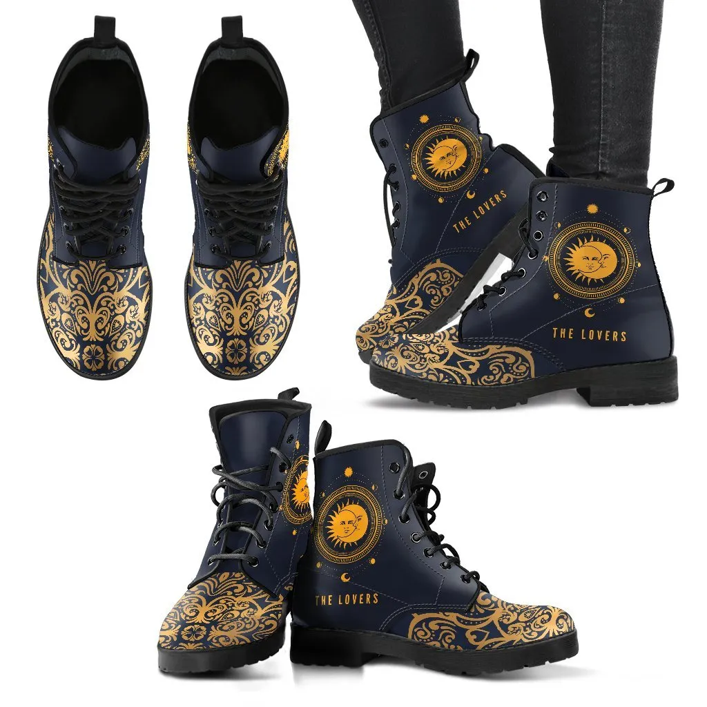 Combat Boots - The Lovers | Vegan Leather Lace Up Boots Women, Handmade Lace Up Boots, Women's Boots, Custom Shoes