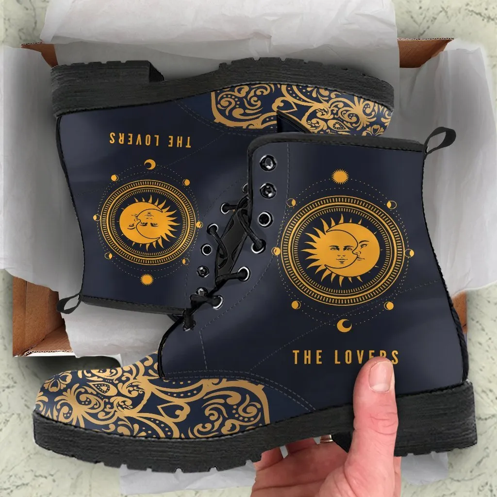 Combat Boots - The Lovers | Vegan Leather Lace Up Boots Women, Handmade Lace Up Boots, Women's Boots, Custom Shoes