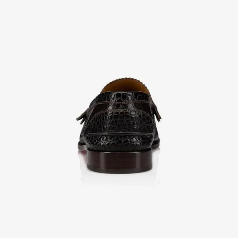 Crocodile Pattern Strap Leather Penny Loafers