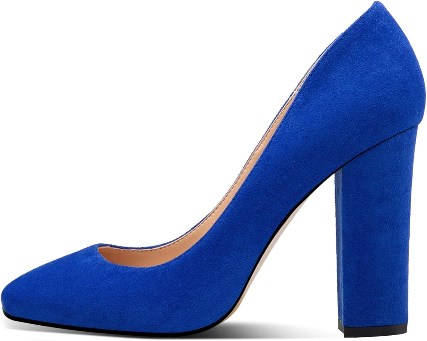 Eldof Women's Block Heel Pumps 4inches Round Toe Sexy Heels Elegant Comfort Classic High Heels Office Wedding Shoes
