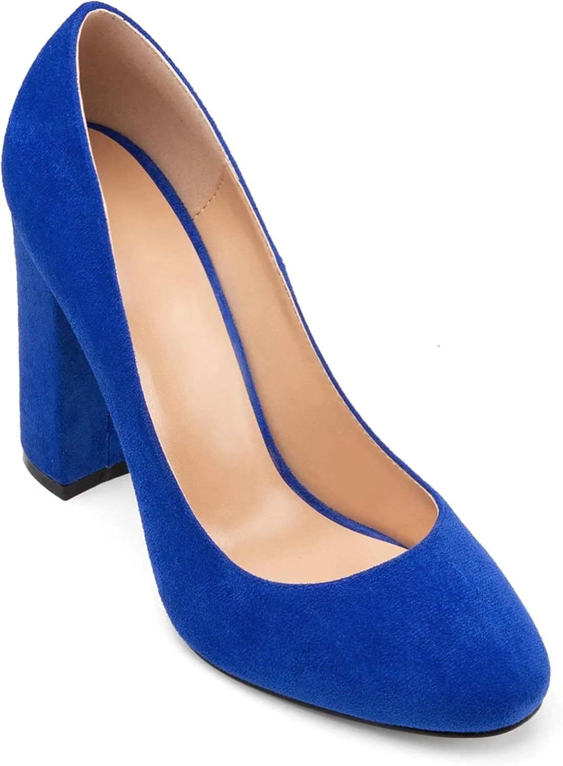 Eldof Women's Block Heel Pumps 4inches Round Toe Sexy Heels Elegant Comfort Classic High Heels Office Wedding Shoes