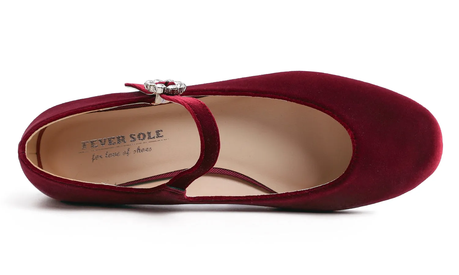 Feversole Women's Mary Jane Fashion Square Toe Easy Buckle Slip On Flats Velvet