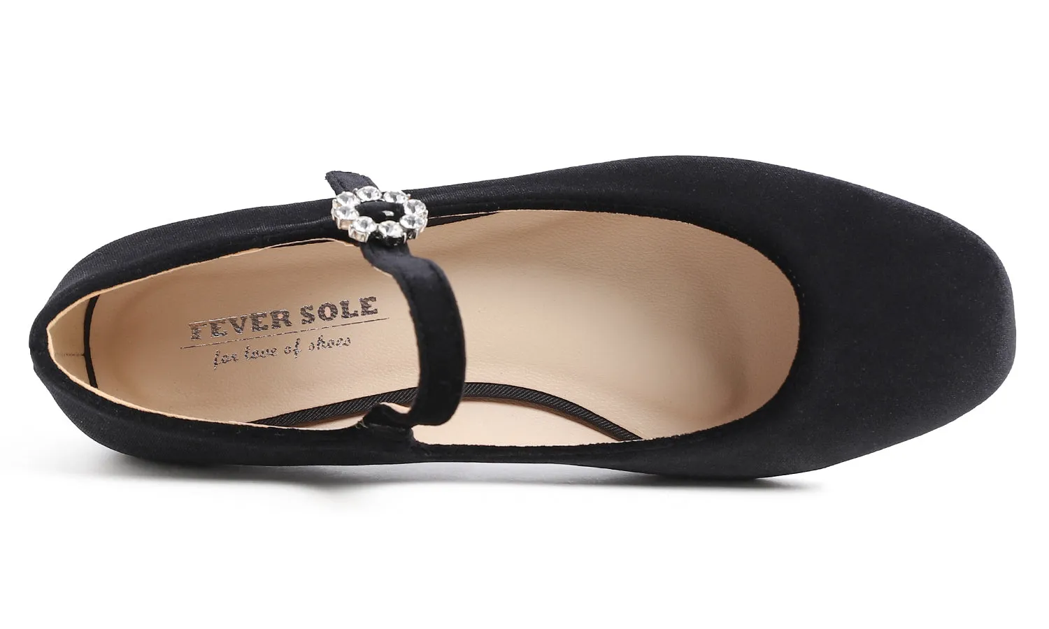 Feversole Women's Mary Jane Fashion Square Toe Easy Buckle Slip On Flats Velvet