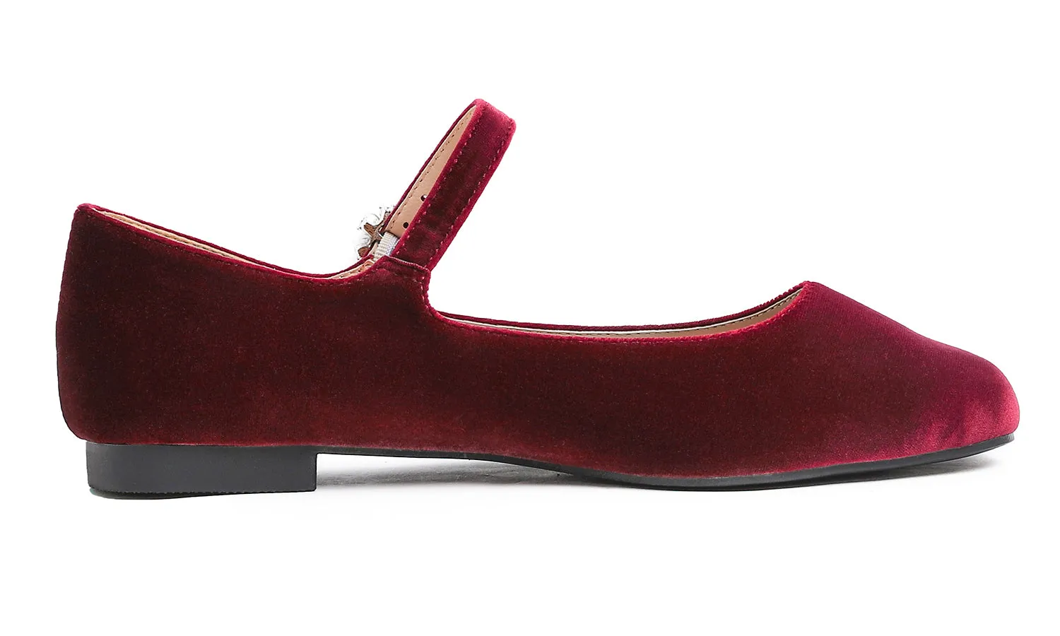 Feversole Women's Mary Jane Fashion Square Toe Easy Buckle Slip On Flats Velvet