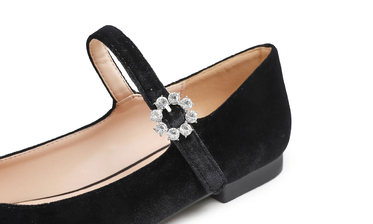 Feversole Women's Mary Jane Fashion Square Toe Easy Buckle Slip On Flats Velvet