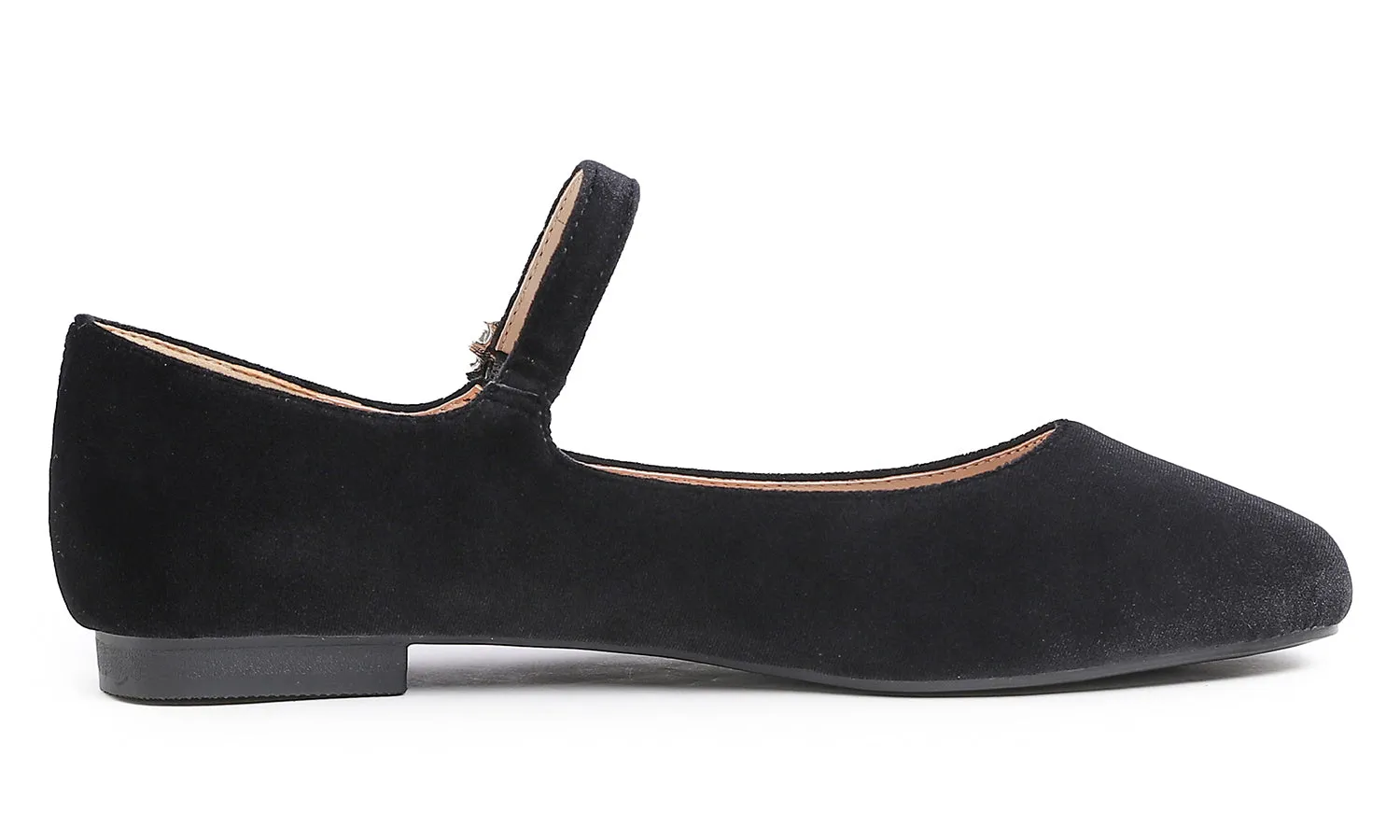 Feversole Women's Mary Jane Fashion Square Toe Easy Buckle Slip On Flats Velvet
