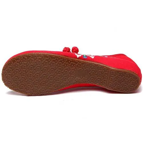 Flower Embroidered Slip On Retro Flat Loafers