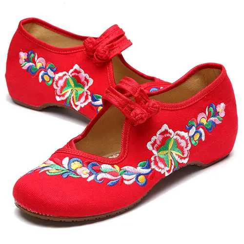 Flower Embroidered Slip On Retro Flat Loafers