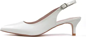GENSHUO Low Kitten Heels Women's Slingback Dressy Pumps Pointed Closed Toe Ankle Strap Elegant Wedding Pumps Formal Comfortable Shoes