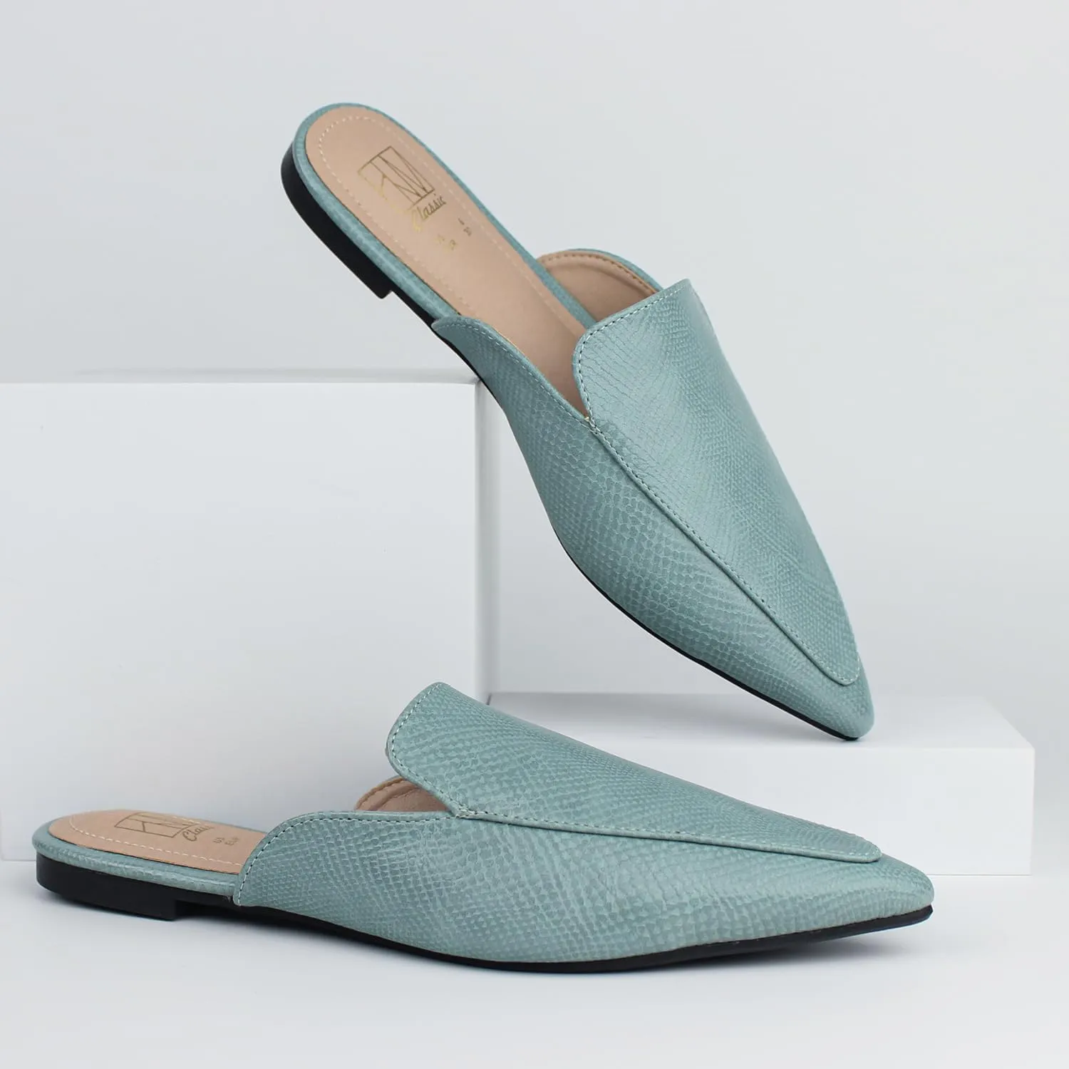 Hawkwell Women's Backless Slip on Slides Comfortable Loafer Shoes Flats Pointed Toe Mules