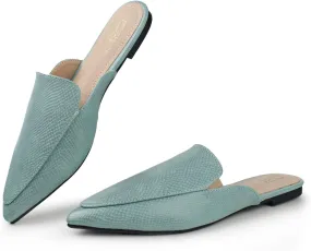 Hawkwell Women's Backless Slip on Slides Comfortable Loafer Shoes Flats Pointed Toe Mules