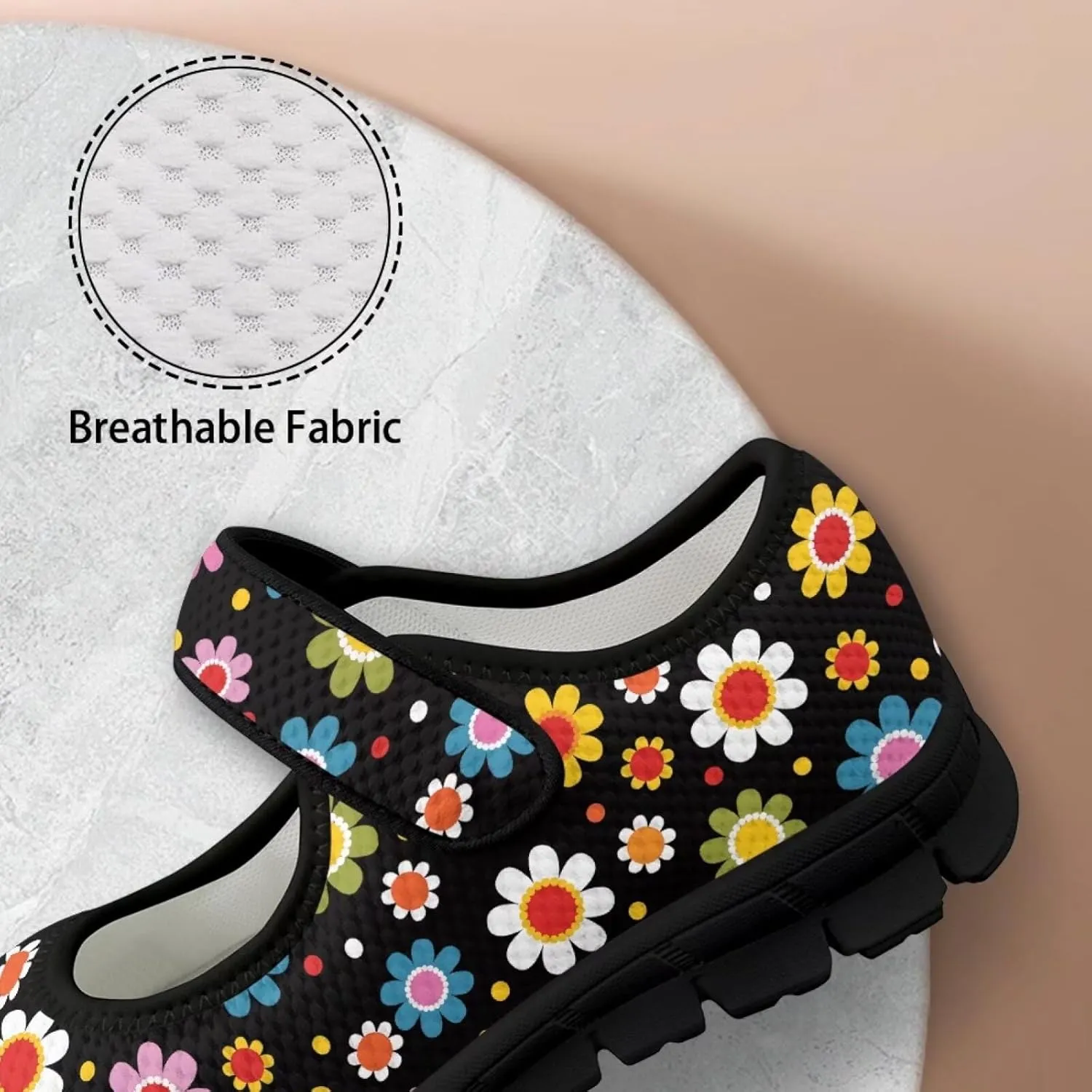 Jeiento Daisy Floral Casual Flats Mary Jane Flats for Women Comfortable Round Toe Slip On Flats