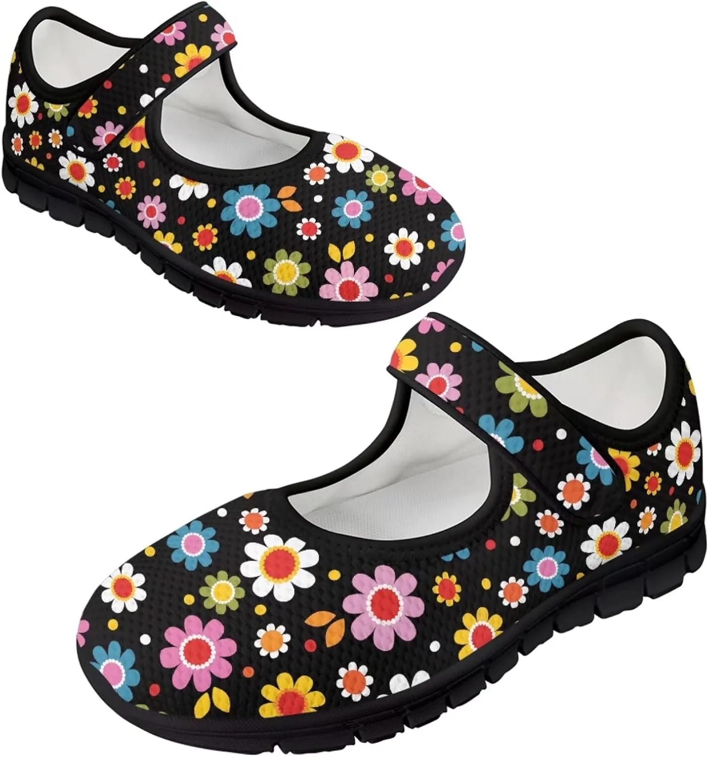 Jeiento Daisy Floral Casual Flats Mary Jane Flats for Women Comfortable Round Toe Slip On Flats