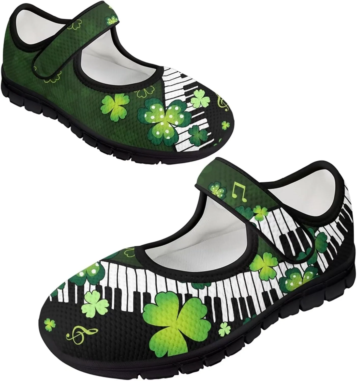Jeiento St Patrick's Day Mesh Flats for Women Round Toe Ballet Flats Mary Jane Flats