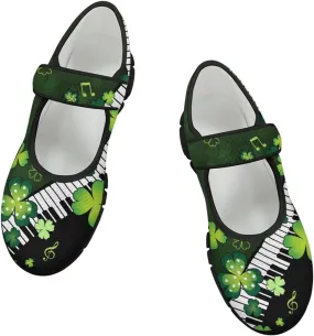 Jeiento St Patrick's Day Mesh Flats for Women Round Toe Ballet Flats Mary Jane Flats