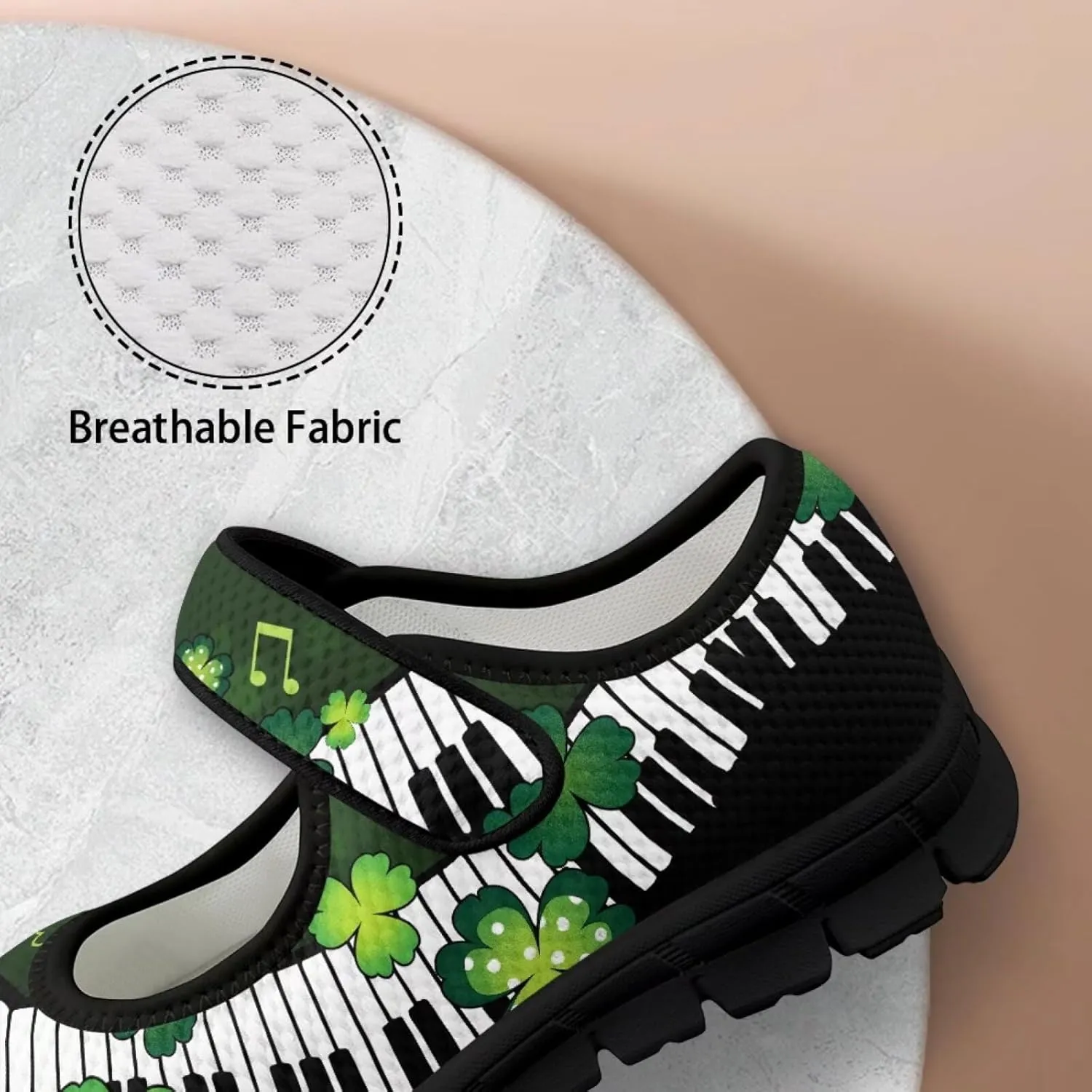 Jeiento St Patrick's Day Mesh Flats for Women Round Toe Ballet Flats Mary Jane Flats