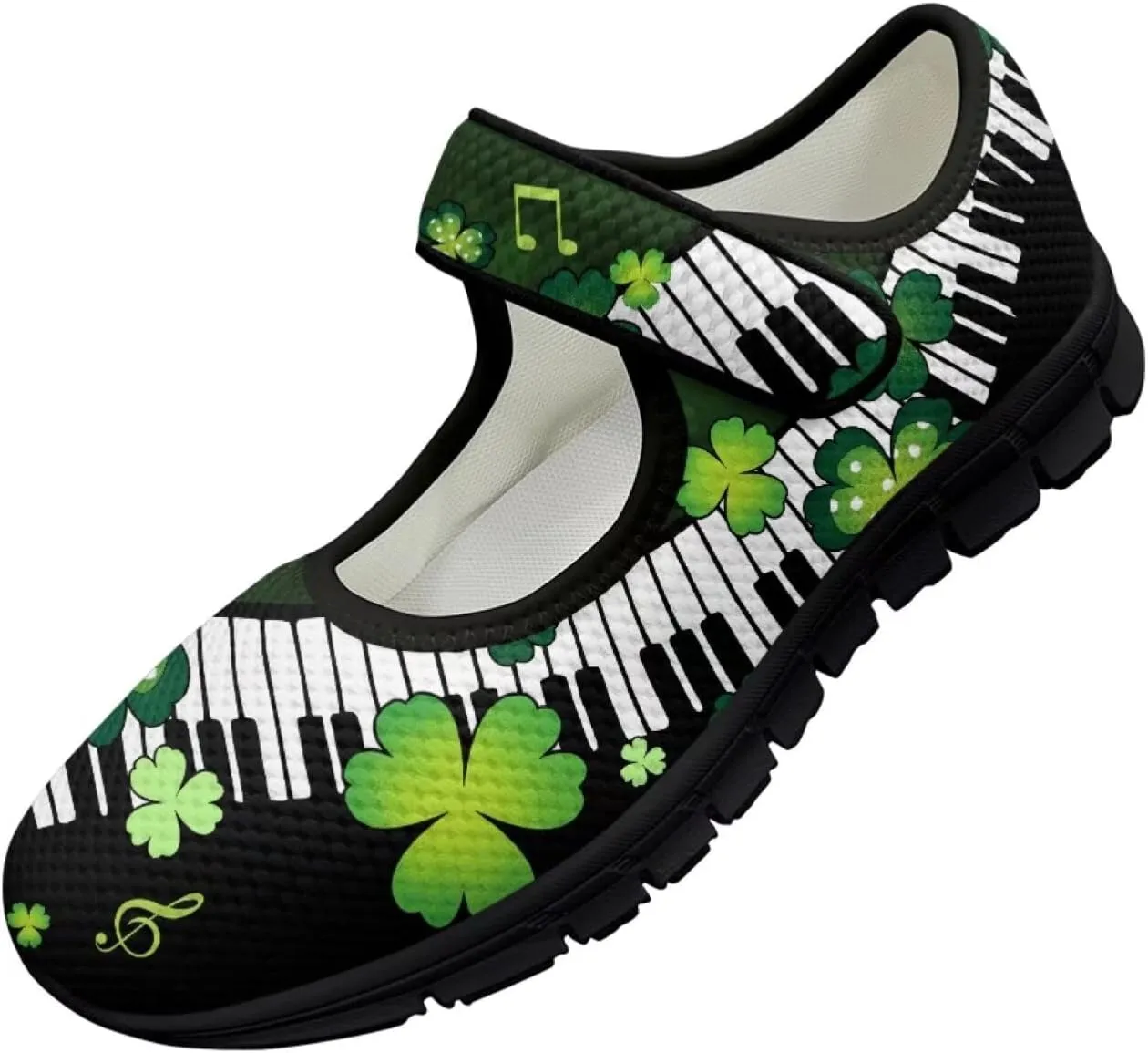 Jeiento St Patrick's Day Mesh Flats for Women Round Toe Ballet Flats Mary Jane Flats