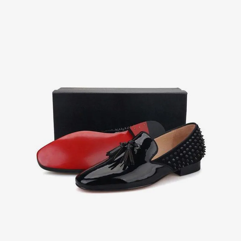 Leather Tassel Dress Slip On Loafers