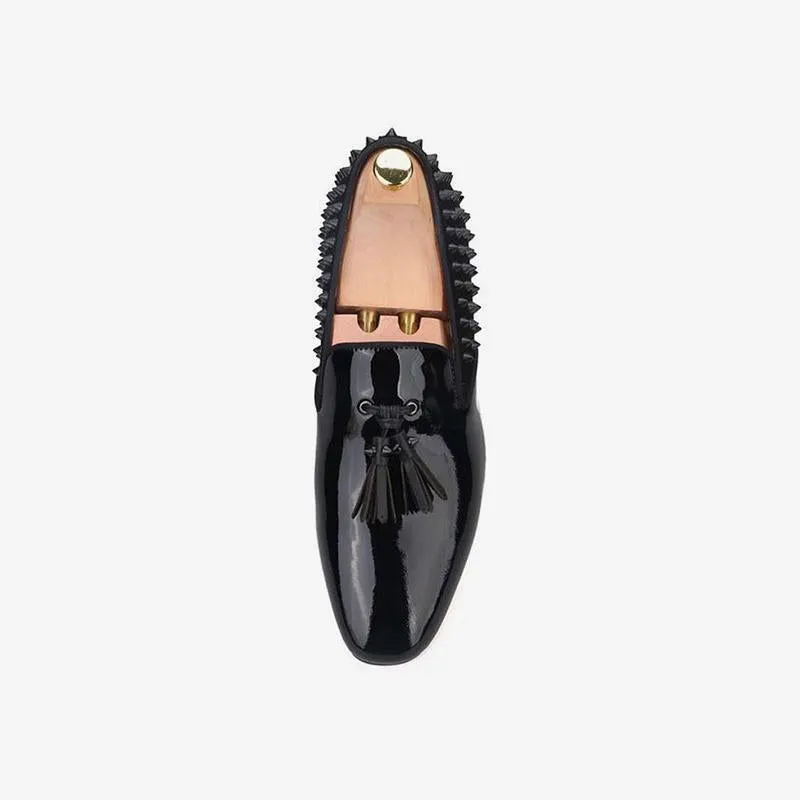 Leather Tassel Dress Slip On Loafers