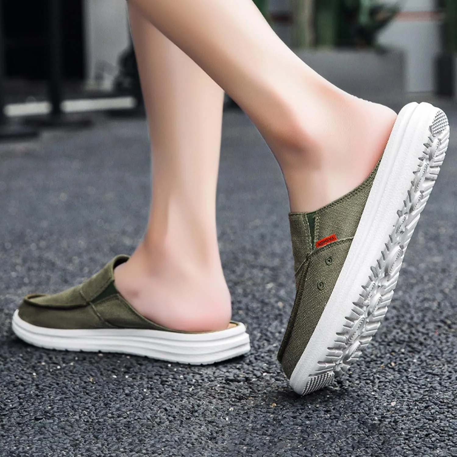Men's Canvas Comfortable Soft Sole Mule Clogs Fashion Lightweight Breathable Closed Toe Slip On Casual Loafers for Indoor Outdoor Walking Party Work