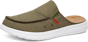 Men's Canvas Comfortable Soft Sole Mule Clogs Fashion Lightweight Breathable Closed Toe Slip On Casual Loafers for Indoor Outdoor Walking Party Work