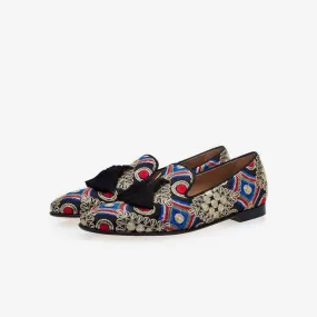 Mens Embroidered Loafers with Tassels