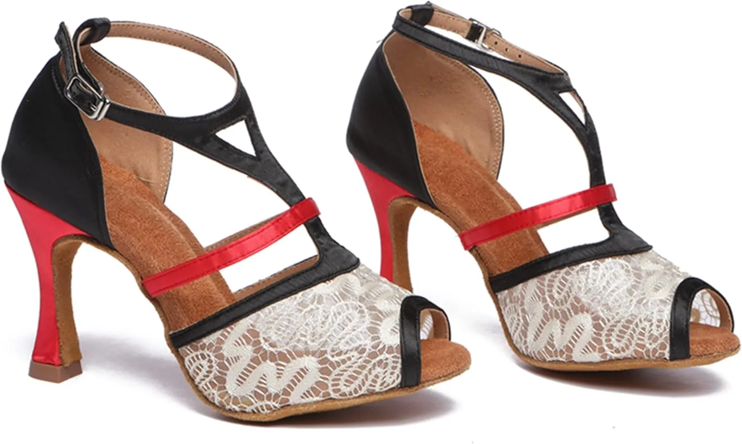 Minishion Dance Shoes with Heels for Women T-Strap Elegant Party Sandals L561
