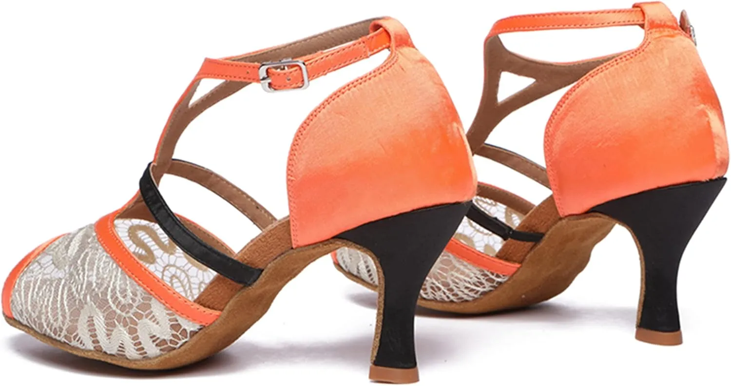 Minishion Dance Shoes with Heels for Women T-Strap Elegant Party Sandals L561