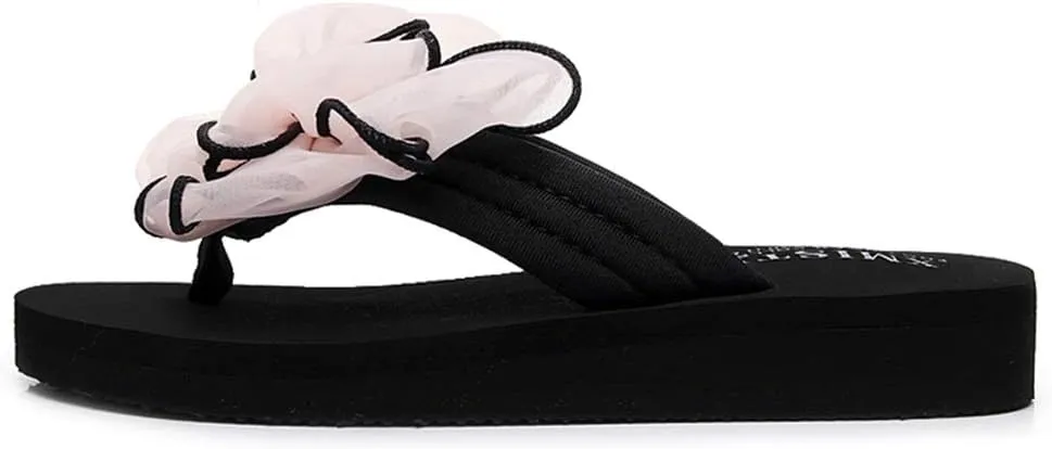 MIOKE Women's Bohemian Bowknot Flipflops Sandals Fashion Comfy Nonslip Platform Summer Beach Thong Sandal