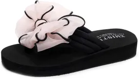 MIOKE Women's Bohemian Bowknot Flipflops Sandals Fashion Comfy Nonslip Platform Summer Beach Thong Sandal
