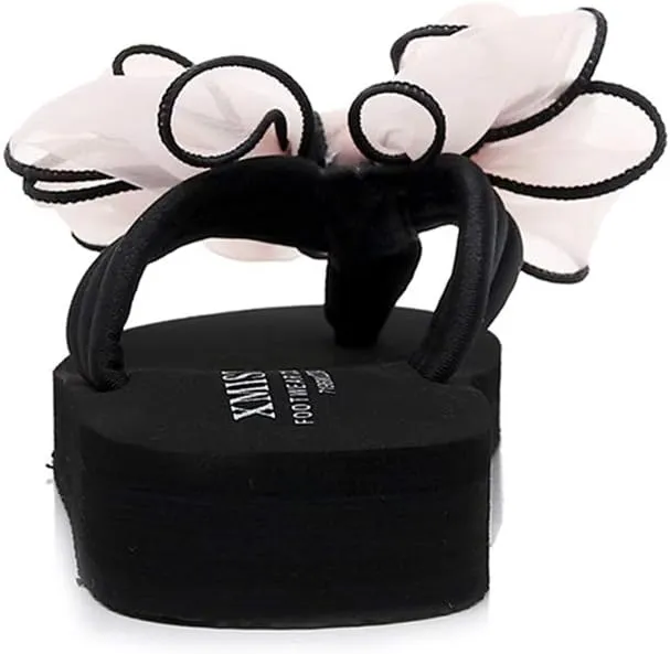 MIOKE Women's Bohemian Bowknot Flipflops Sandals Fashion Comfy Nonslip Platform Summer Beach Thong Sandal