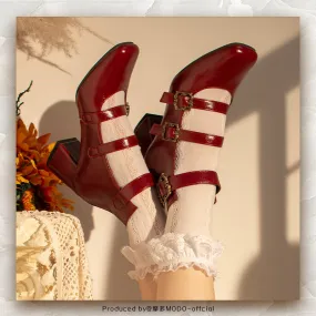 MODO~Vintage Elegant Lolita Three-buckle Mary Janes Shining Shoes