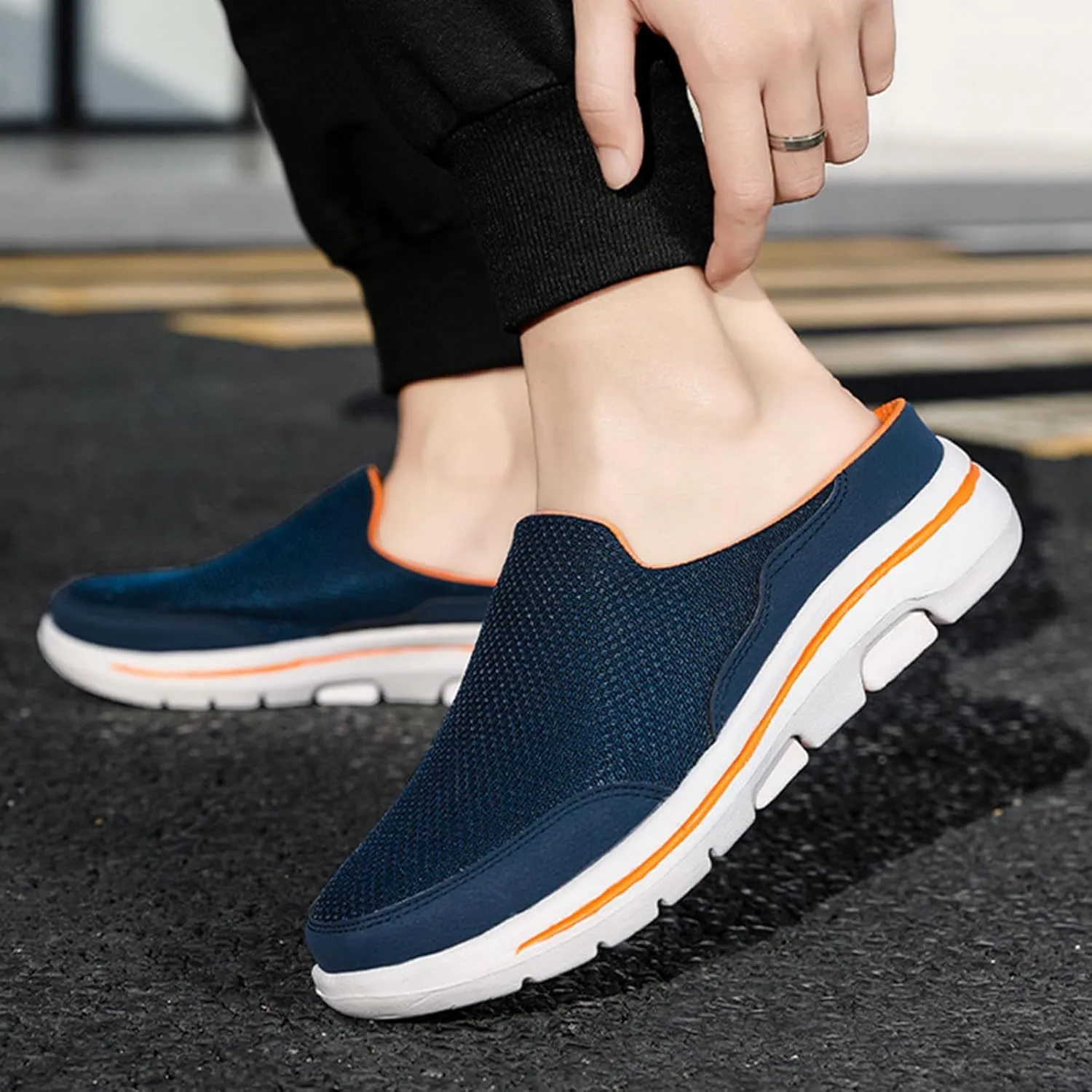 Mules for Women 2025 Breathable Mesh Walking Mules Sneakers Comfortable Light Open Back Shoes Closed Toe Slides Orthopedic Diabetic Shoes with Arch-Support Fashion Slip On Shoe