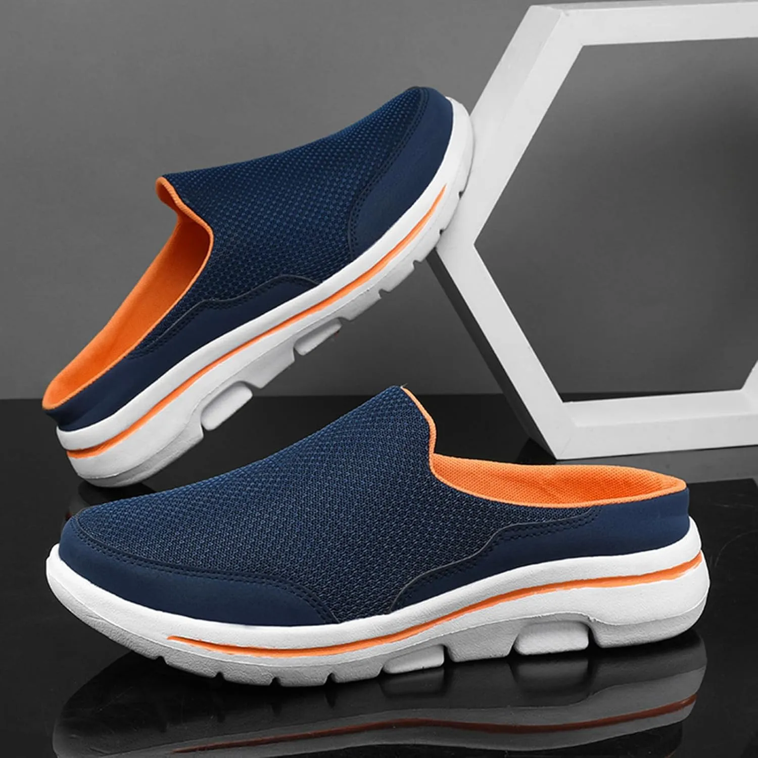 Mules for Women 2025 Breathable Mesh Walking Mules Sneakers Comfortable Light Open Back Shoes Closed Toe Slides Orthopedic Diabetic Shoes with Arch-Support Fashion Slip On Shoe