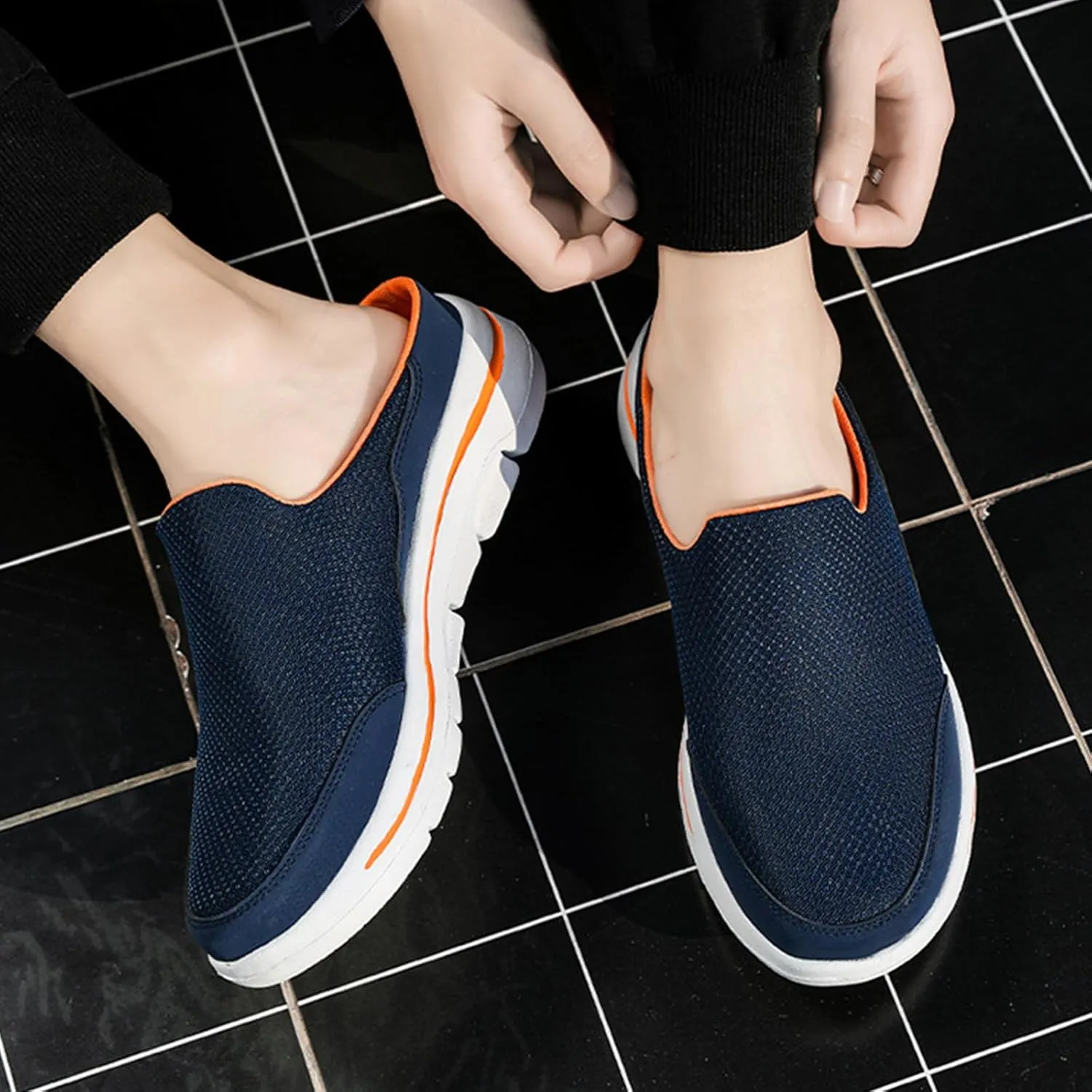 Mules for Women 2025 Breathable Mesh Walking Mules Sneakers Comfortable Light Open Back Shoes Closed Toe Slides Orthopedic Diabetic Shoes with Arch-Support Fashion Slip On Shoe